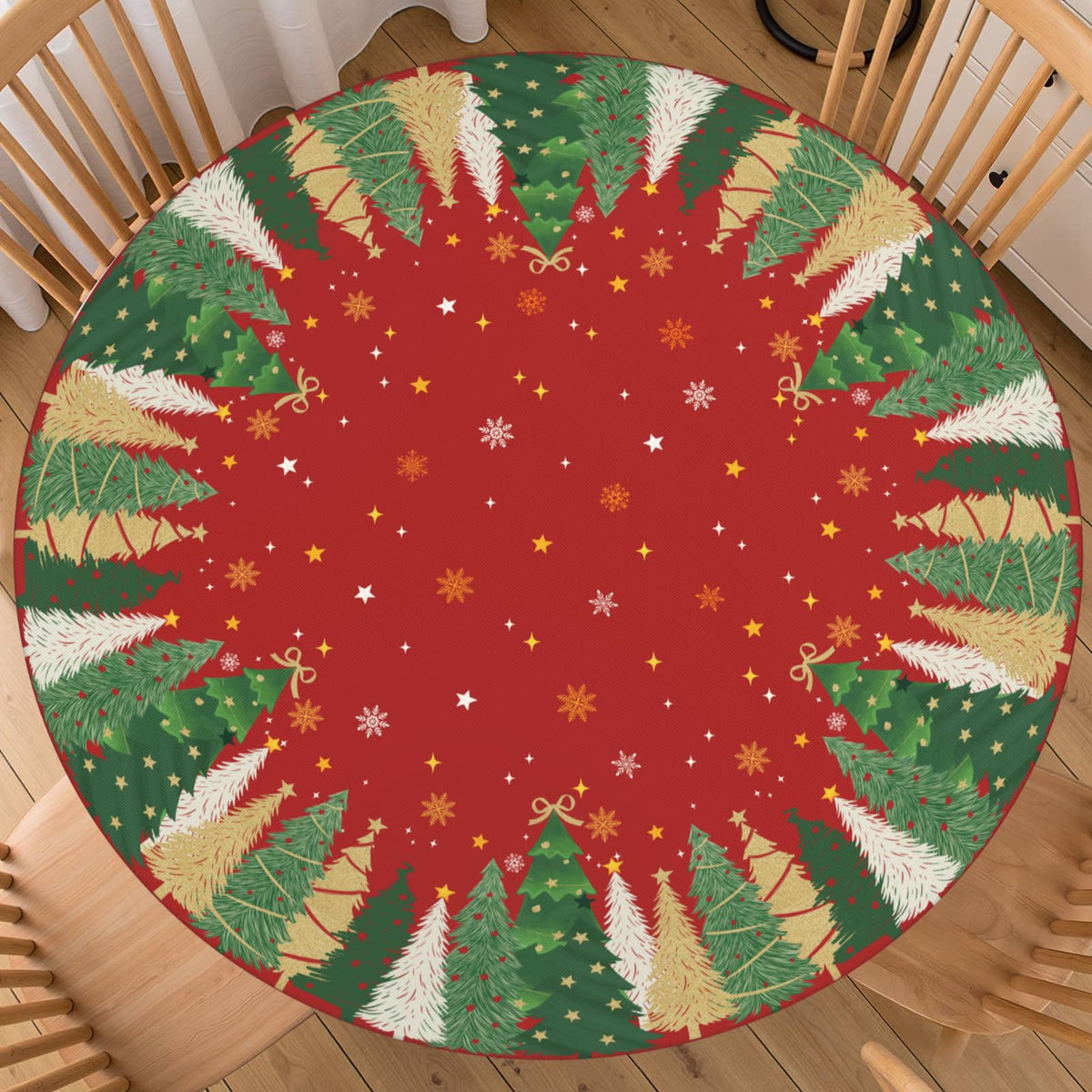 Fall Round Fitted Tablecloth with Elastic for 44-48 Inch Tables Blue Orange Pumpkin Leaves Autumn Thanksgiving Fitted Table Cover Waterproof Harvest Themed Farmhouse Indoor Outdoor Patio Picnic Party