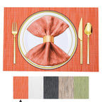 BETEAM Placemats Set of 8, Woven Vinyl Place Mats for Dining Table, Gray