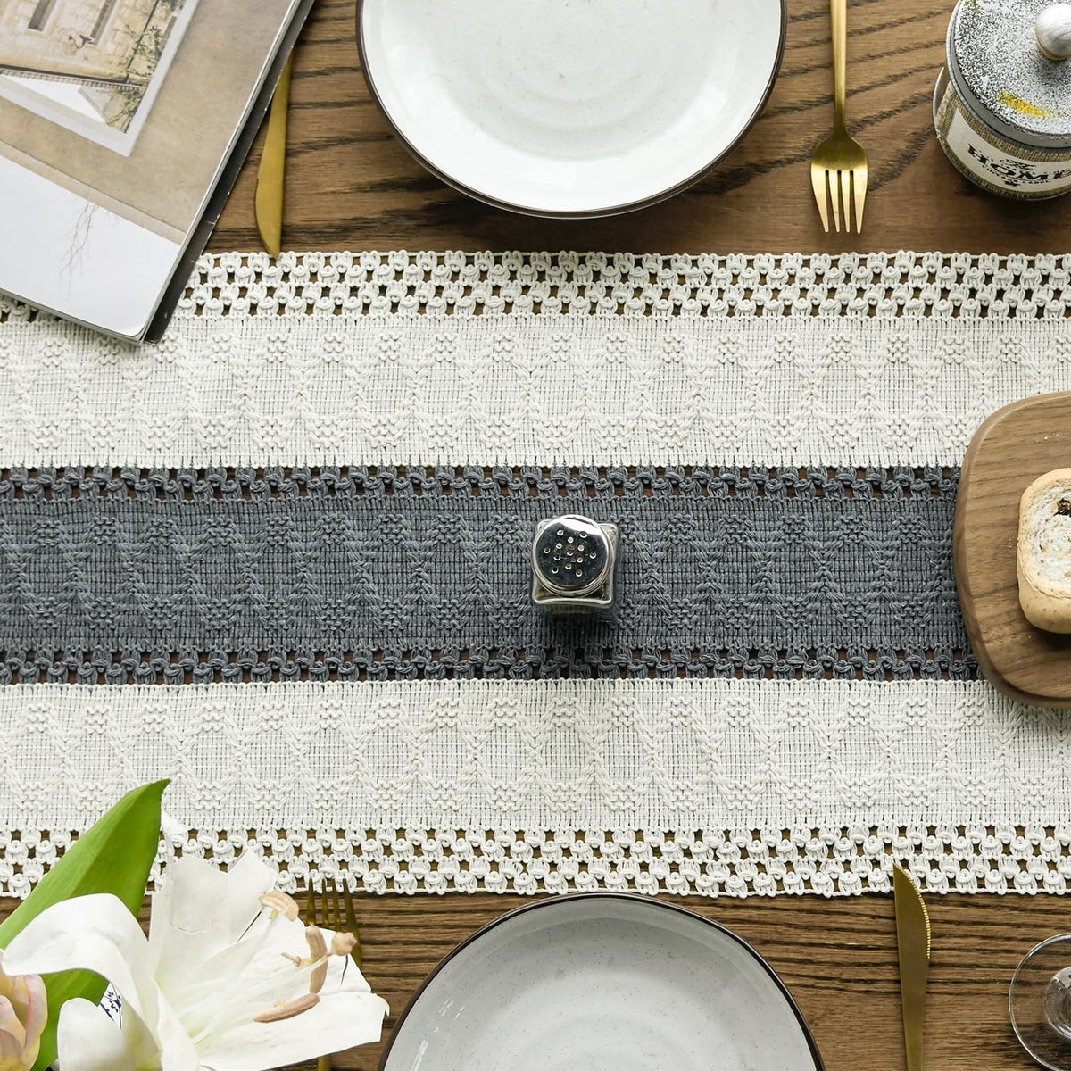 Artoid Mode Dark Grey Farmhouse Rustic Table Runner 12x72 Inch