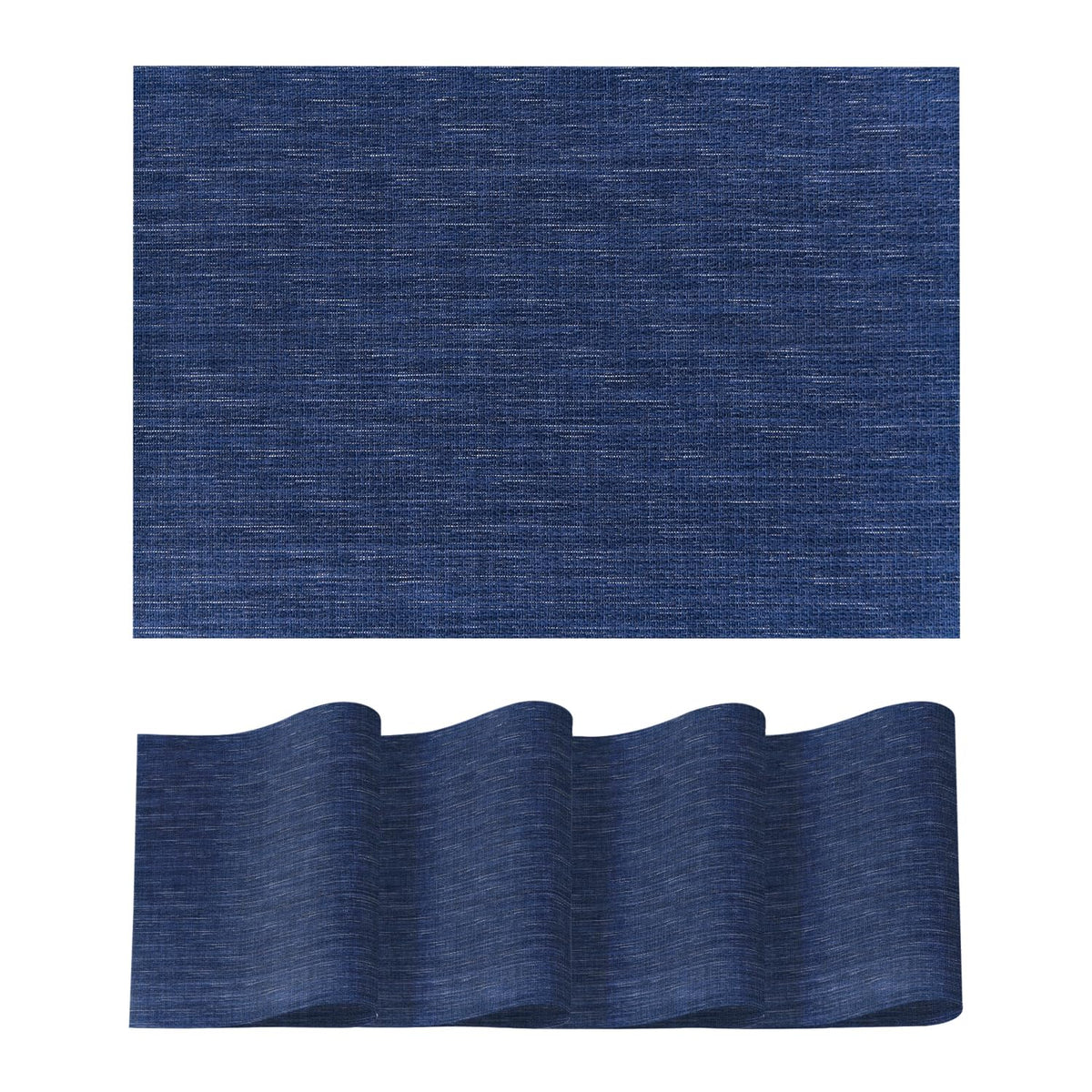 Artoid Mode Navy Blue Vinyl Placemats Set of 4, Washable Heat Resistant Non-Slip Woven Plastic PVC Place Mats for Farmhouse Holiday Party Kitchen Dining Decor