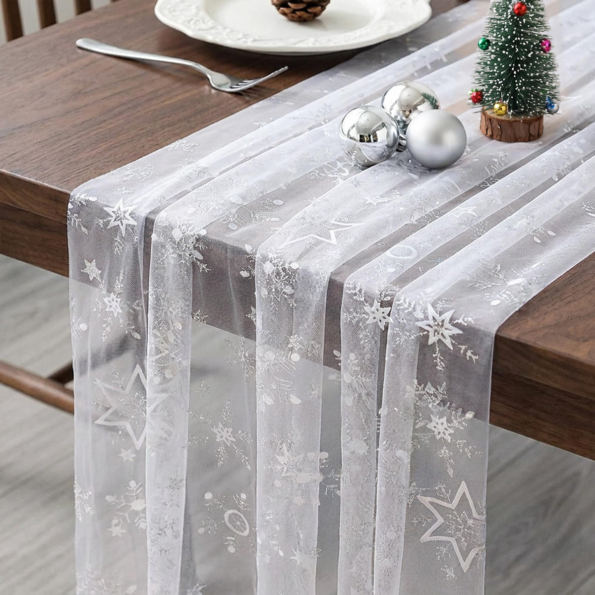 FEXIA Beige Cheesecloth Table Runner Gauze Rustic Boho Party Decoration