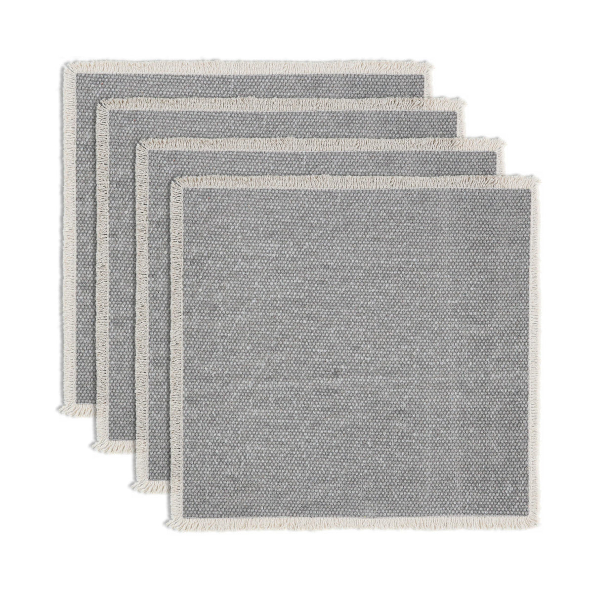 Hausattire Cotton Frayed Placemats Set of 4 Dining Table 14x14 Inch | Rustic Vintage Boho Washable Easter Placemat for Outdoor Parties BBQ's Wedding, Holiday, Special Occasions, Nubby Cotton - Brown
