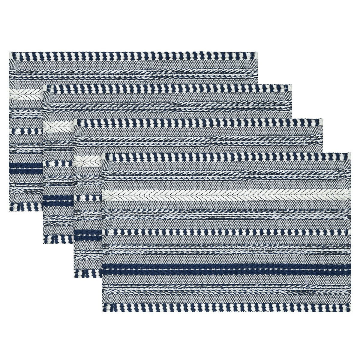 Artoid Mode Pink Woven Braided Stripe Placemats Set of 4-12x18 Inch