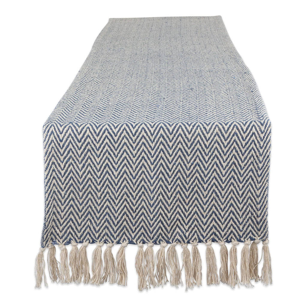 DII Woven Basic Tabletop Collection Chevron Table Runner, 15x72, Off-White