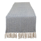DII Woven Basic Tabletop Collection Chevron Table Runner, 15x72, Off-White