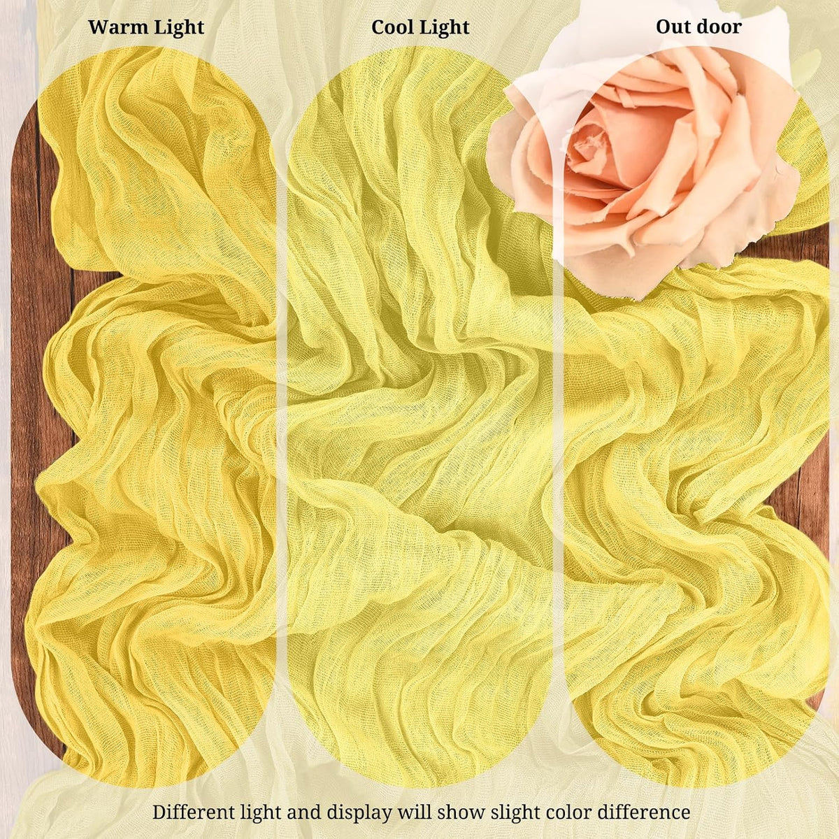 10 Pack Light Yellow Cheesecloth Table Runner 17x108 Inch Semi Sheer Boho Gauze Cheese Cloth Table Runners, for Wedding Bridal Shower Birthday Party Home Decor Garden Farmhouse