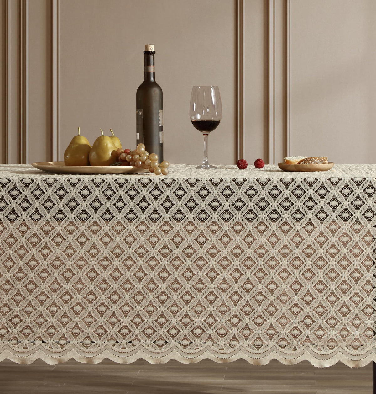 HLC.ME Sedona Lace Tablecloth, Rectangle, 60x84 Inch, White
