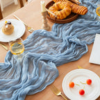 FEXIA Beige Cheesecloth Table Runner Gauze Rustic Boho Party Decoration