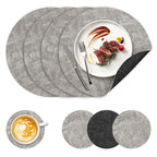 NCUE 13" Faux Leather Round Placemats Set of 6, Reversible Dual-Color