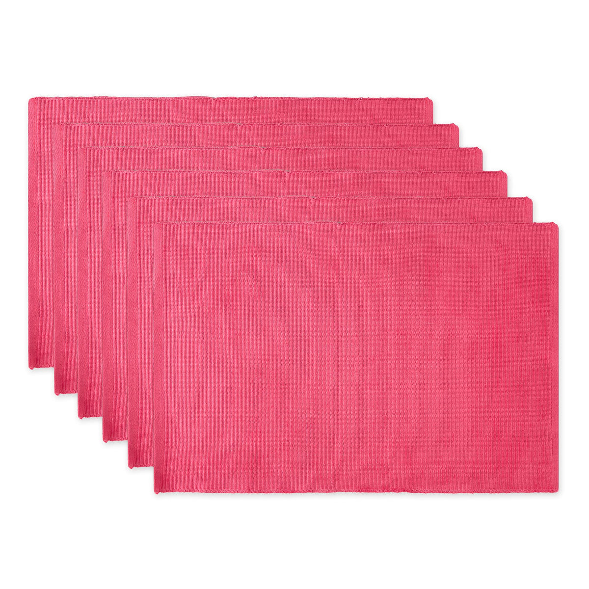 DII Basic Everyday Ribbed Tabletop 100% Cotton, Placemat Set, 13x19, Dark Brown, 6 Piece