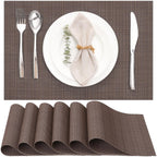 Myir JUN Black Placemats Set of 8 Kitchen and Dining Table Placemats