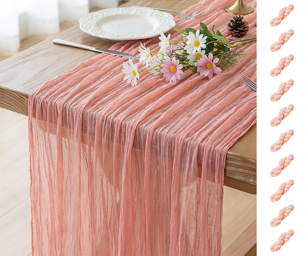 FEXIA Beige Cheesecloth Table Runner Gauze Rustic Boho Party Decoration