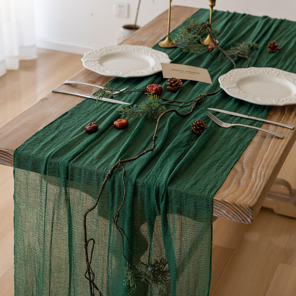Sage Green Cheesecloth Table Runner 120 Inches Fall Party Home Decorations