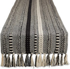 DII Braided Stripe Table Runner, 15x72 with 2.5" Fringe, Black