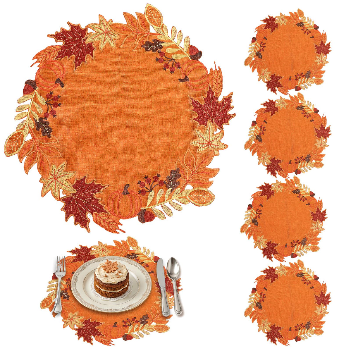Alphatool Fall Placemats Set of 6 for Thanksgiving Table Decor