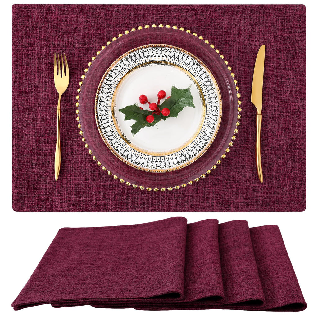 homing Faux Cotton Linen Placemats Set of 6, Cloth Dining Table Mats