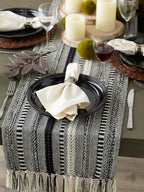 DII Braided Stripe Table Runner, 15x72 with 2.5" Fringe, Black