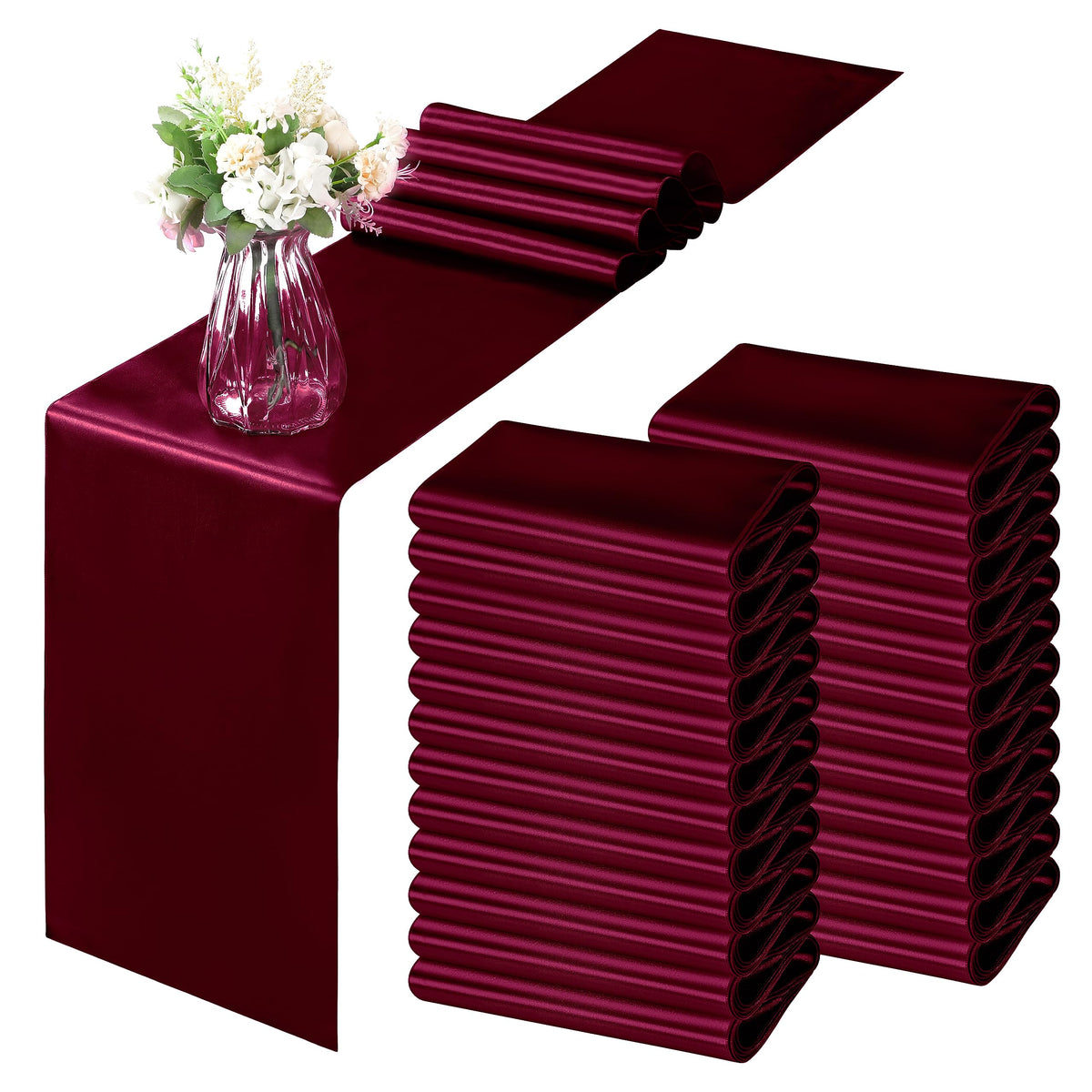Horbaunal 12 Pack Sage Green Satin Table Runner 12 x 108 Inch