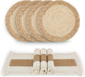 Placemats Set of 4 with 4 PCs Round Placemats and 4 PCs Table Mats