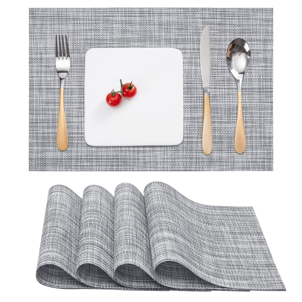 Myir JUN Black Placemats Set of 8 Kitchen and Dining Table Placemats