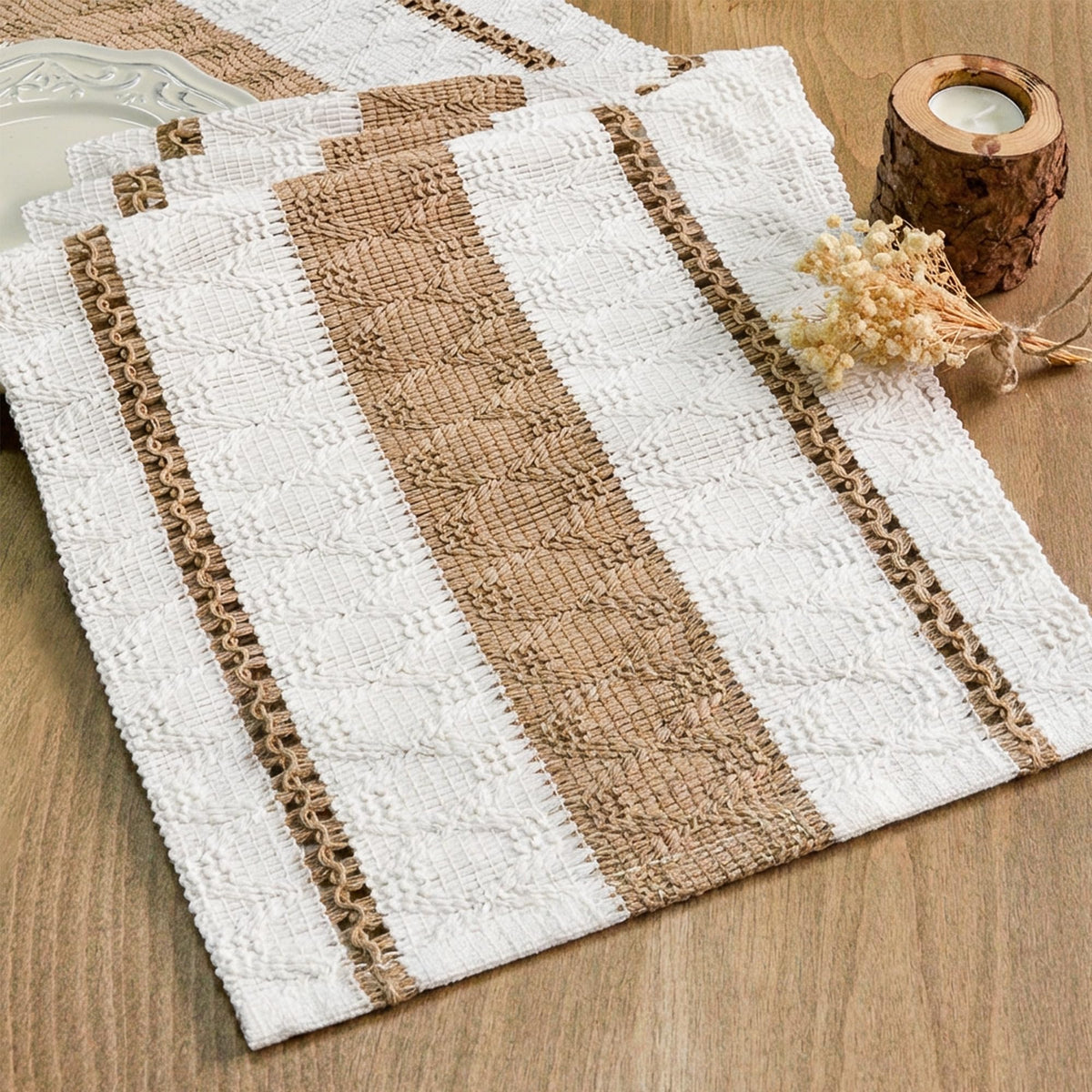FEXIA Boho Table Runner for Fall Home Decor 12x72 Rustic with Tassels