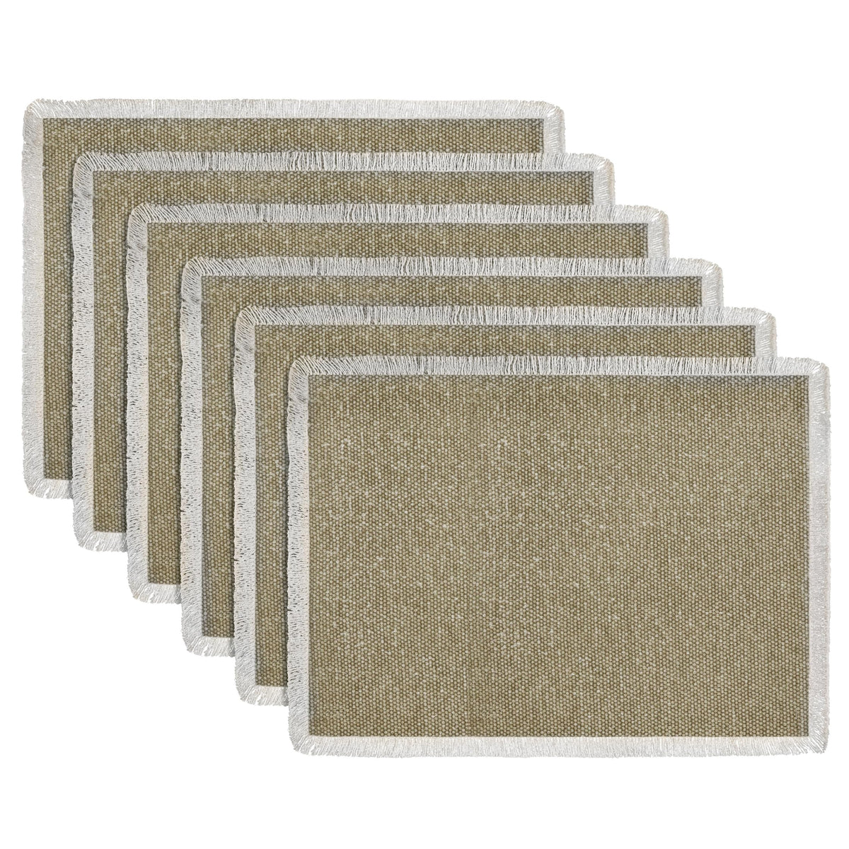 Hausattire Cotton Frayed Placemats Set of 4 Dining Table 14x14 Inch | Rustic Vintage Boho Washable Easter Placemat for Outdoor Parties BBQ's Wedding, Holiday, Special Occasions, Nubby Cotton - Brown
