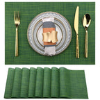 SLKQG Navy Blue Placemats Set of 8 - Easy Clean Washable Vinyl Placemats - Wipeable Heat Resistant Table Mats for Dining Table - 17x12 Inch (Navy Blue, 8)
