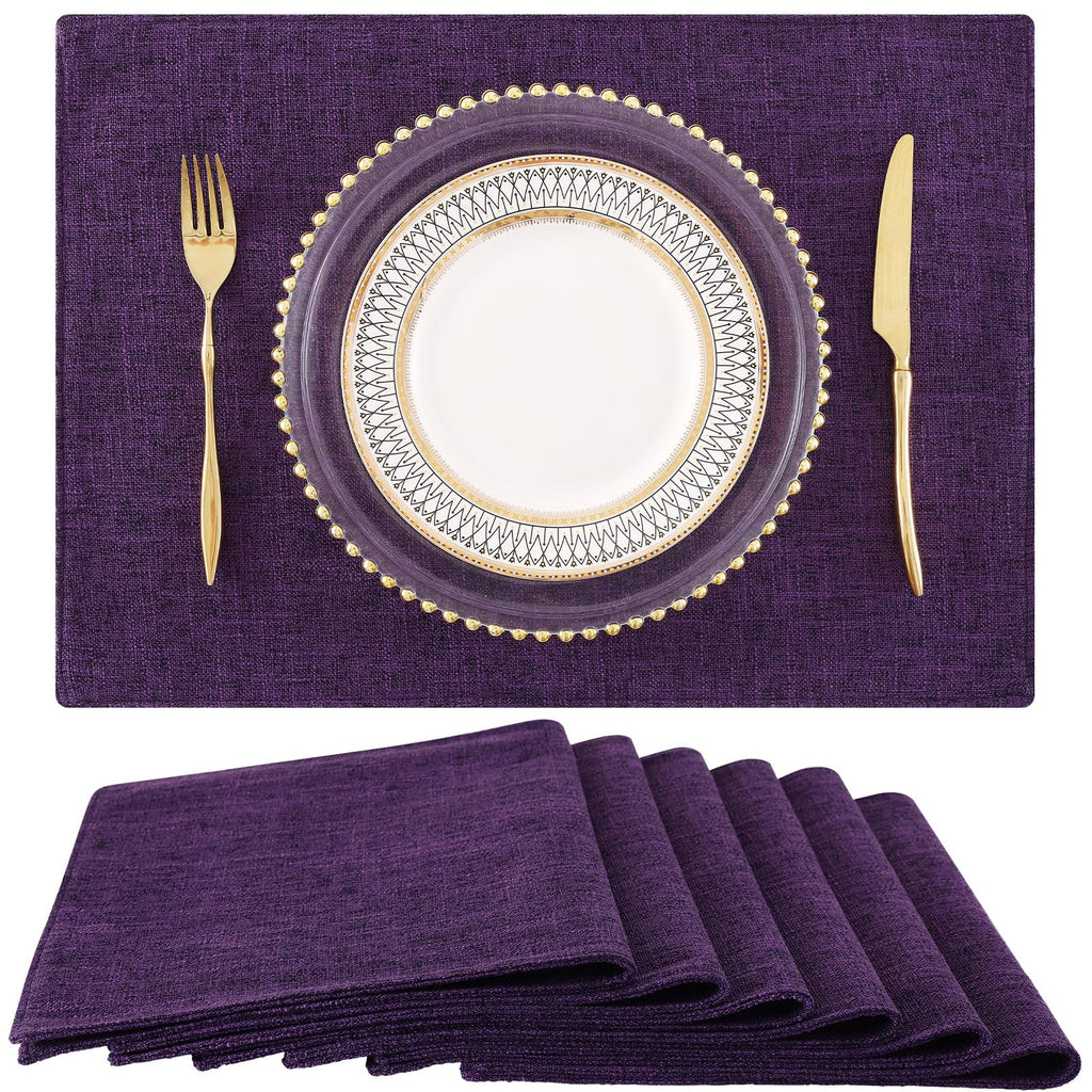 homing Faux Cotton Linen Placemats Set of 6, Cloth Dining Table Mats