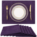 homing Faux Cotton Linen Placemats Set of 6, Cloth Dining Table Mats