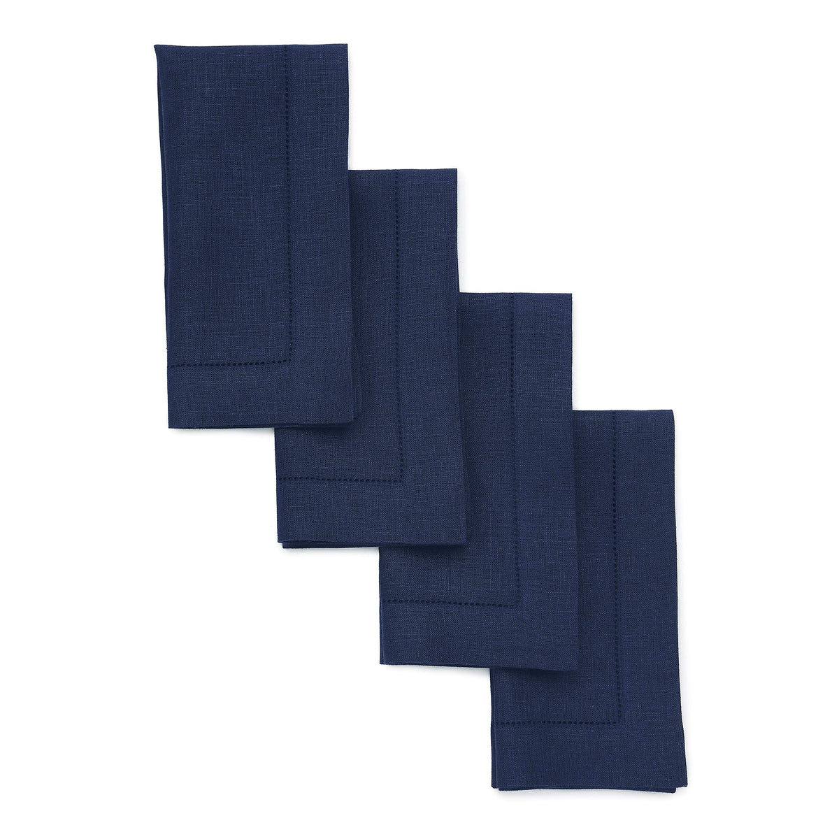 Solino Home 100% Pure Linen Placemats Green Hemstitch, 14 x 19 in, Set of 4