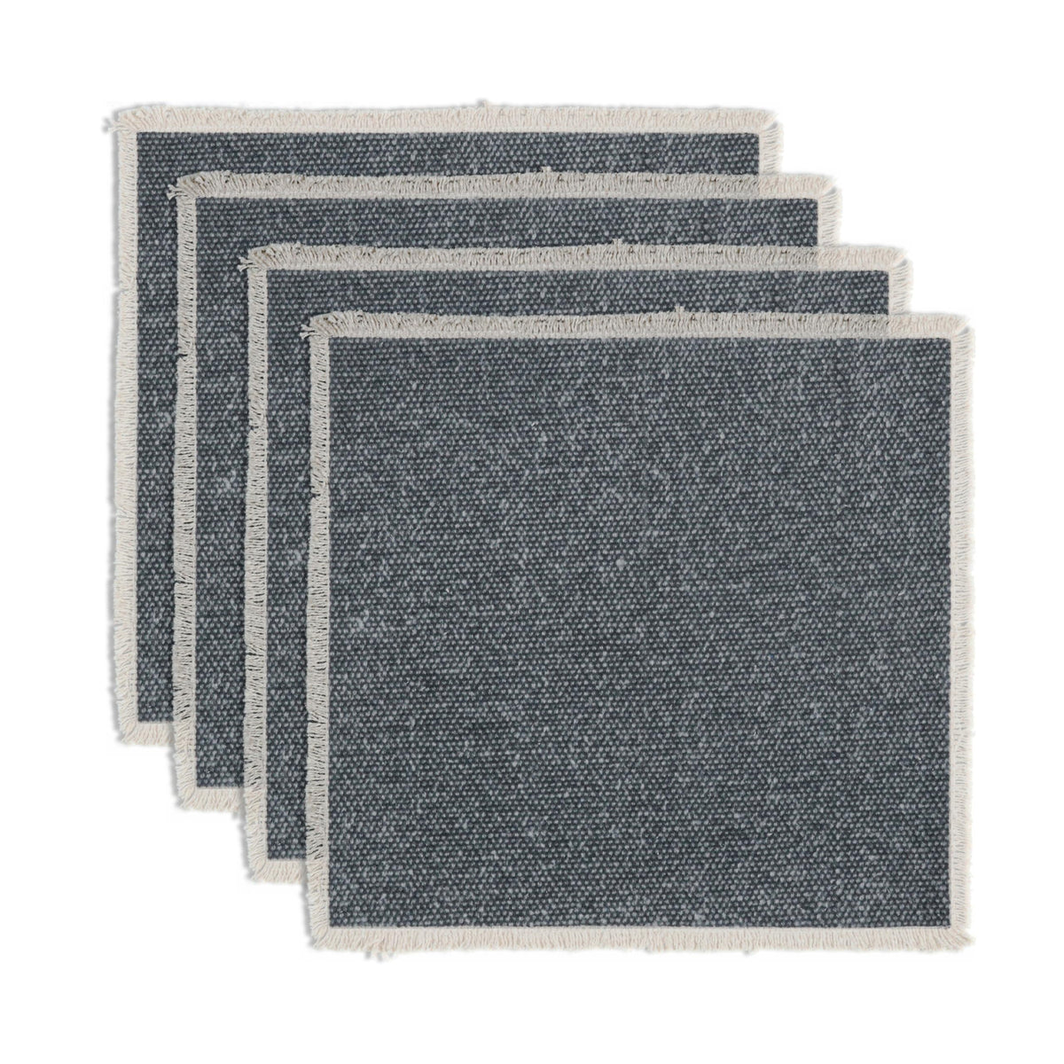 Hausattire Cotton Frayed Placemats Set of 4 Dining Table 14x14 Inch | Rustic Vintage Boho Washable Easter Placemat for Outdoor Parties BBQ's Wedding, Holiday, Special Occasions, Nubby Cotton - Brown