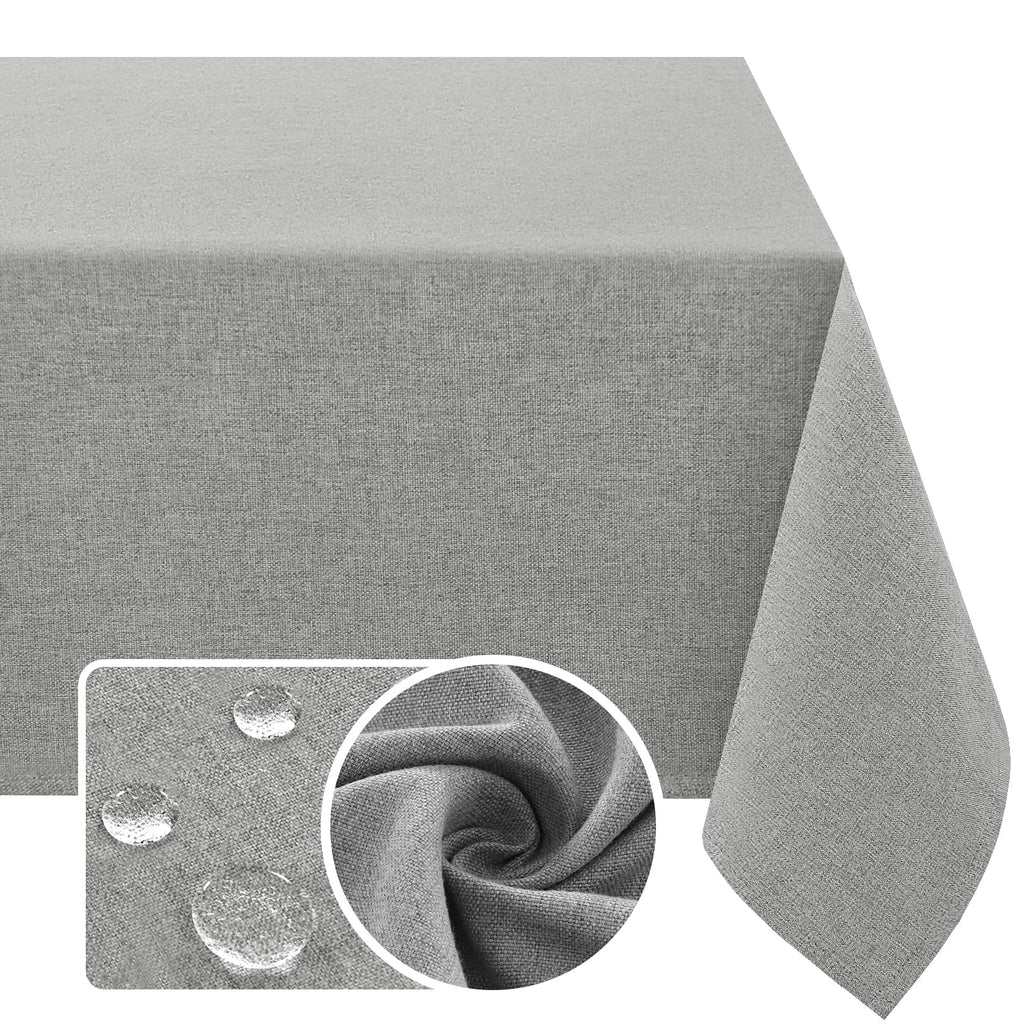 H.VERSAILTEX Linen Textured Tablecloth 60 x 102 Waterproof Decorative Table Cloth Spill-Proof Linen Look Cover for Party Table Extra Soft and Thick Fabric Wrinkle Free, Heather Ivory