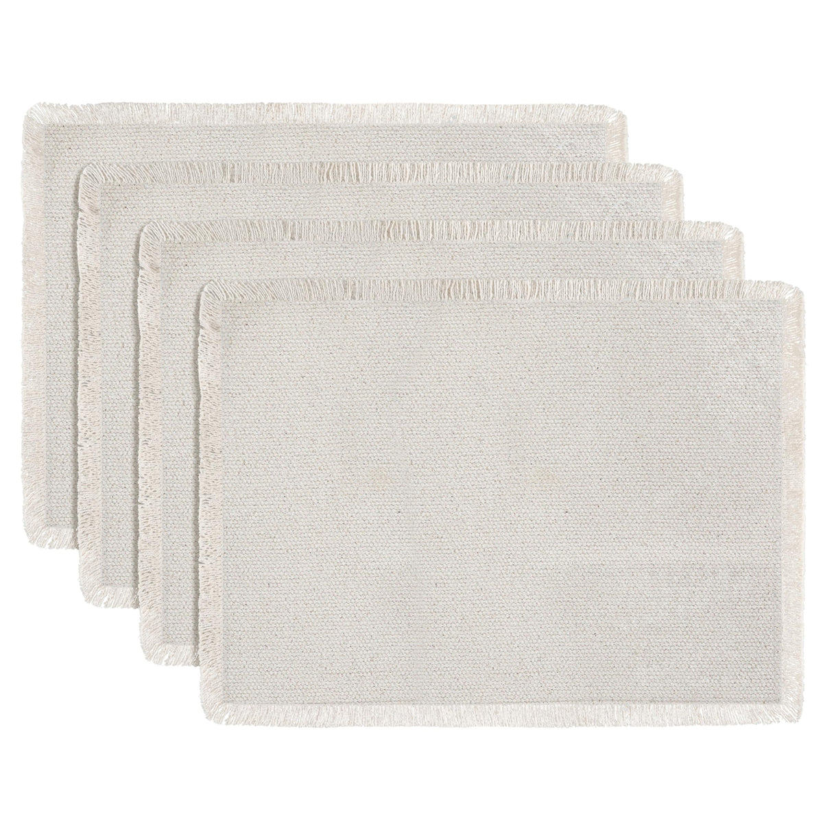 Hausattire Cotton Frayed Placemats Set of 4 Dining Table 14x14 Inch | Rustic Vintage Boho Washable Easter Placemat for Outdoor Parties BBQ's Wedding, Holiday, Special Occasions, Nubby Cotton - Brown