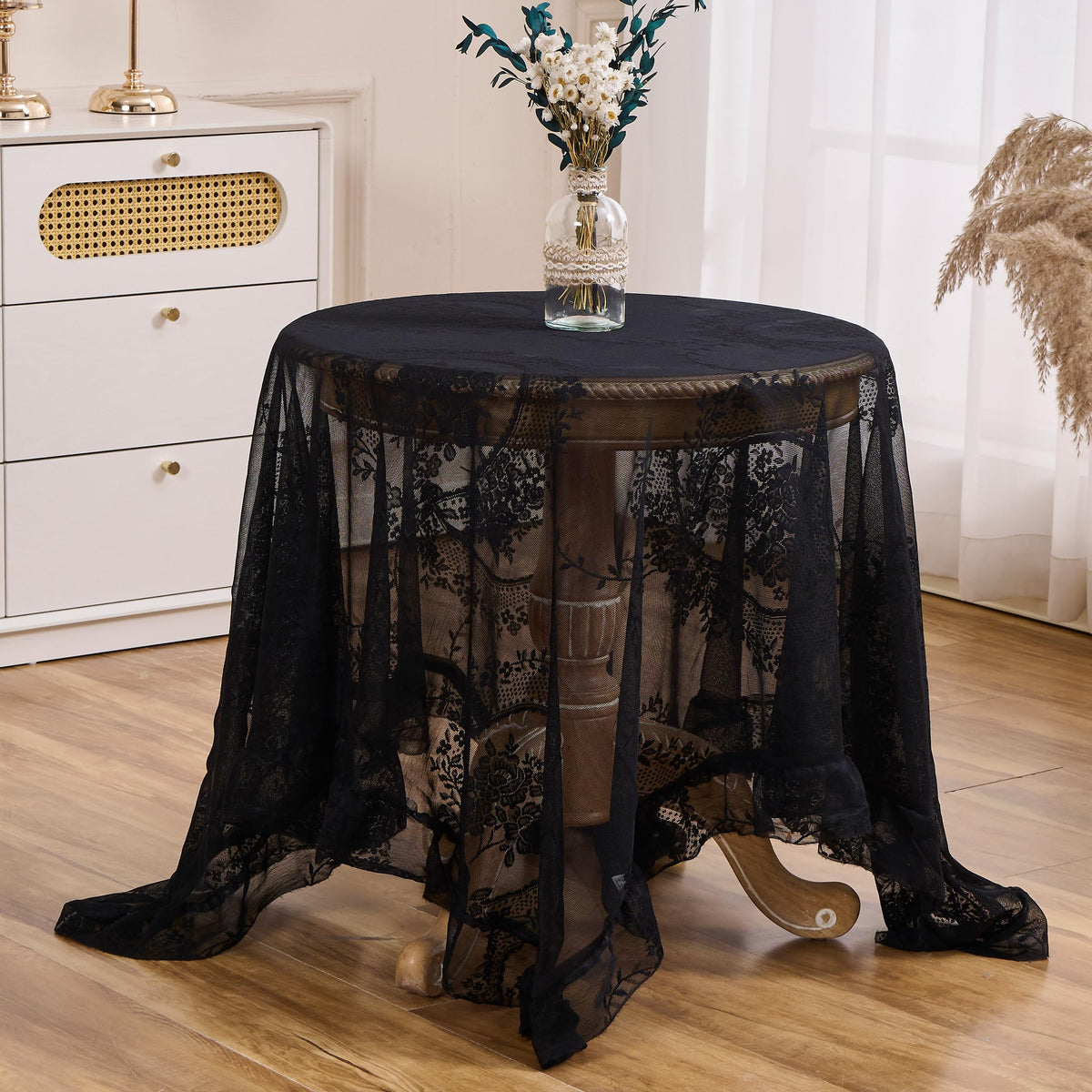 Beige Lace Tablecloth Vintage Table Cloth(Beige, 55”x55”, Square)