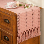 FEXIA Boho Table Runner Fall Burlap Brown Coffee Table Decor 12x72 Inch