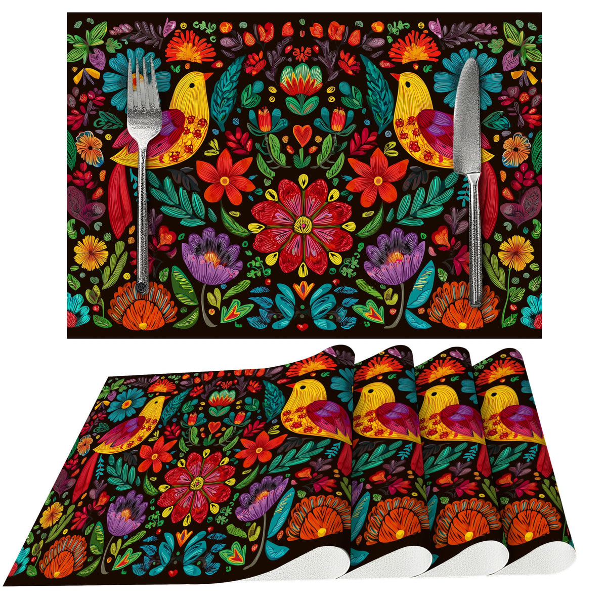 Tropical Palm Tree Placemats Set of 4 Washable Table Place Mats for Dining Kitchen Party Decor