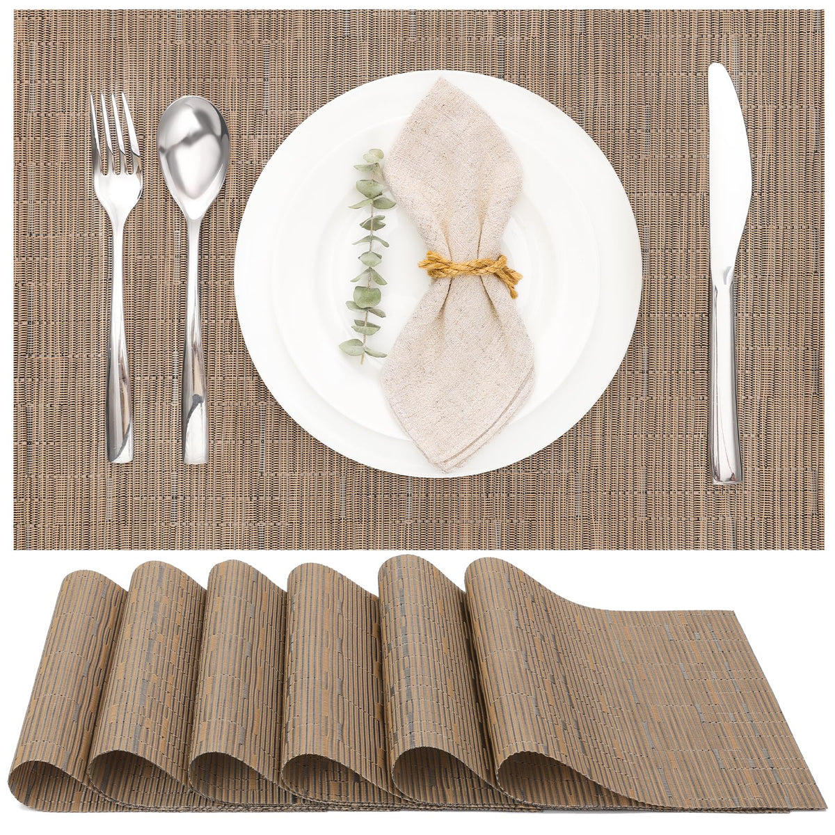 Myir JUN Black Placemats Set of 8 Kitchen and Dining Table Placemats