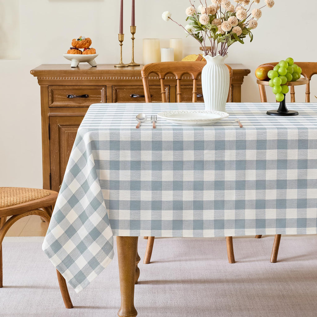 Gingham Tablecloth Rectangle, 60" x 75", Beige