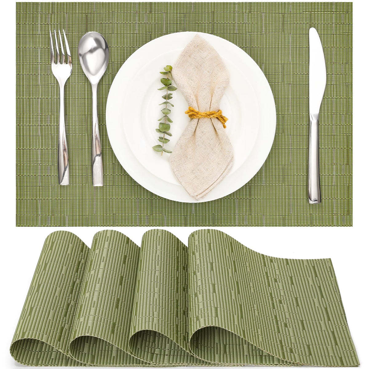 Myir JUN Black Placemats Set of 8 Kitchen and Dining Table Placemats