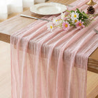 FEXIA Beige Cheesecloth Table Runner Gauze Rustic Boho Party Decoration