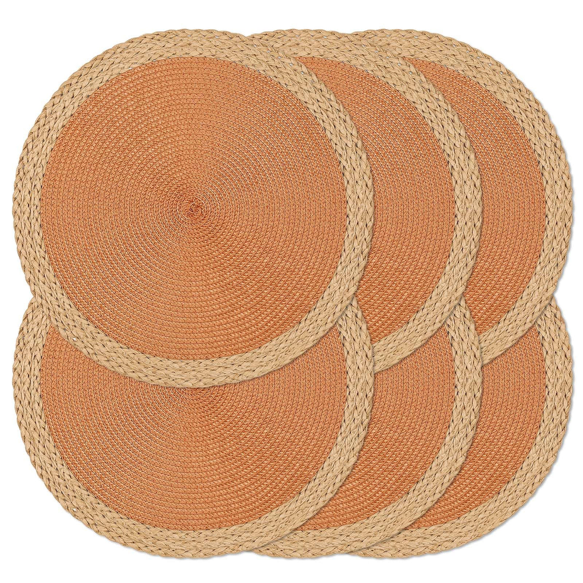 Round Placemats Set of 4, Woven Table Mats, Thin Edge, Green