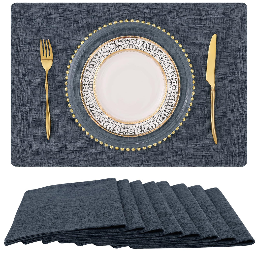homing Faux Cotton Linen Placemats Set of 6, Cloth Dining Table Mats