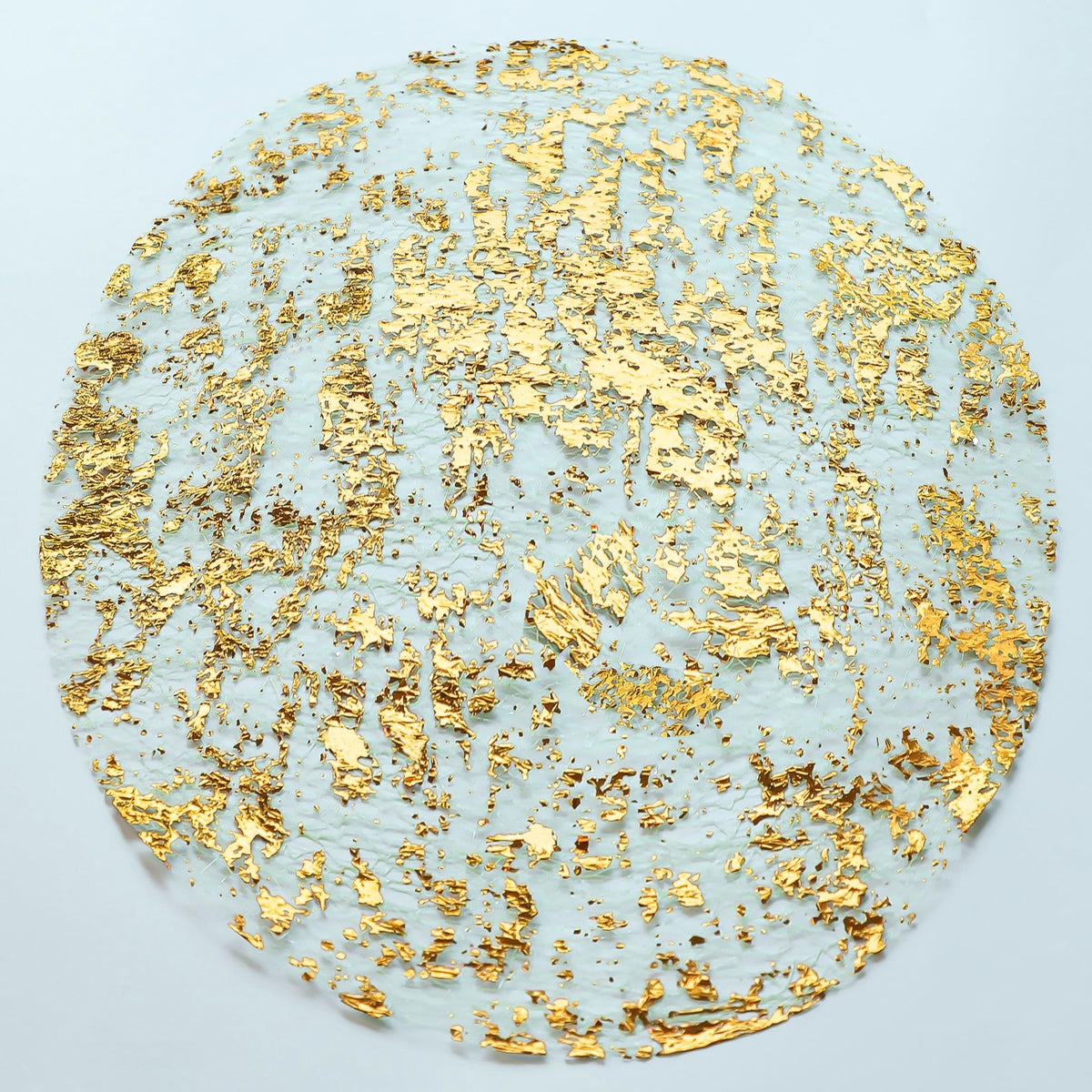 Snowkingdom 100 Pack Gold Disposable Placemats Foil Mesh 13 Inch Round Pressed Fall Table Mates 100 Set of Gold Doilies for Dining Table Wedding Birthday Party Holiday Home Decoration