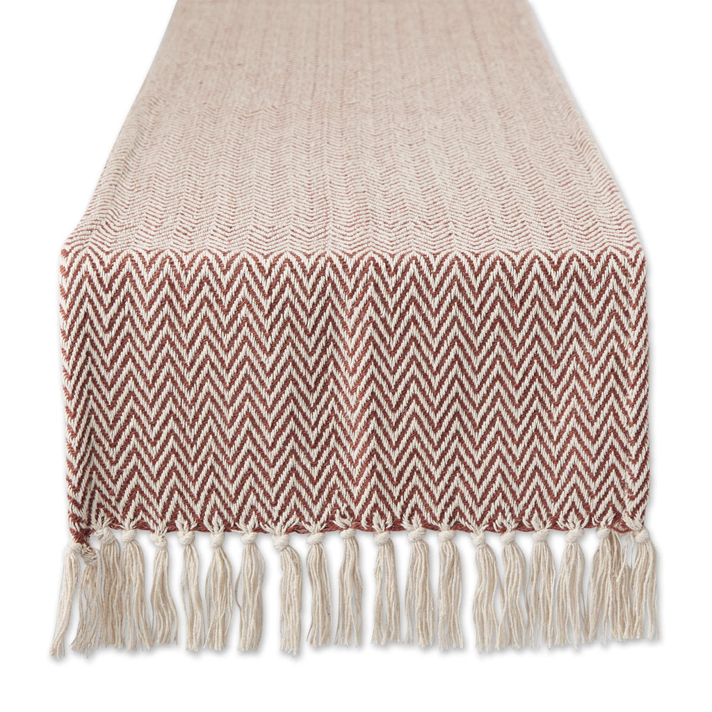 DII Woven Basic Tabletop Collection Chevron Table Runner, 15x72, Off-White