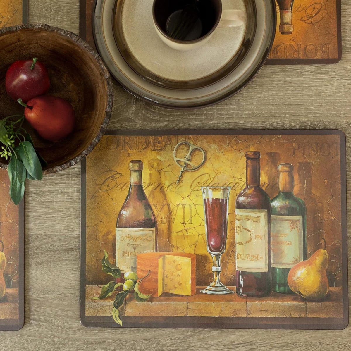 Benson Mills Cork Placemats Set of 4 (Bordeaux Wine, 12" x 16”)