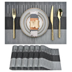 SLKQG Navy Blue Placemats Set of 8 - Easy Clean Washable Vinyl Placemats - Wipeable Heat Resistant Table Mats for Dining Table - 17x12 Inch (Navy Blue, 8)
