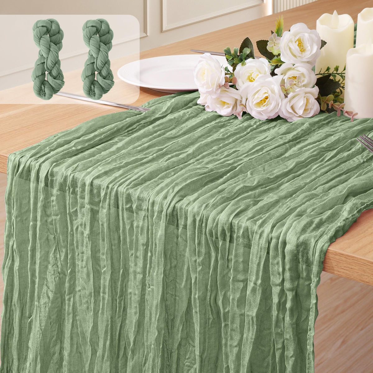 12 Pack Cheesecloth Table Runner, Runner Gauze Boho Wedding Decor Romantic Table Runner for Wedding Birthday Party(35" x 118") (Terracotta)