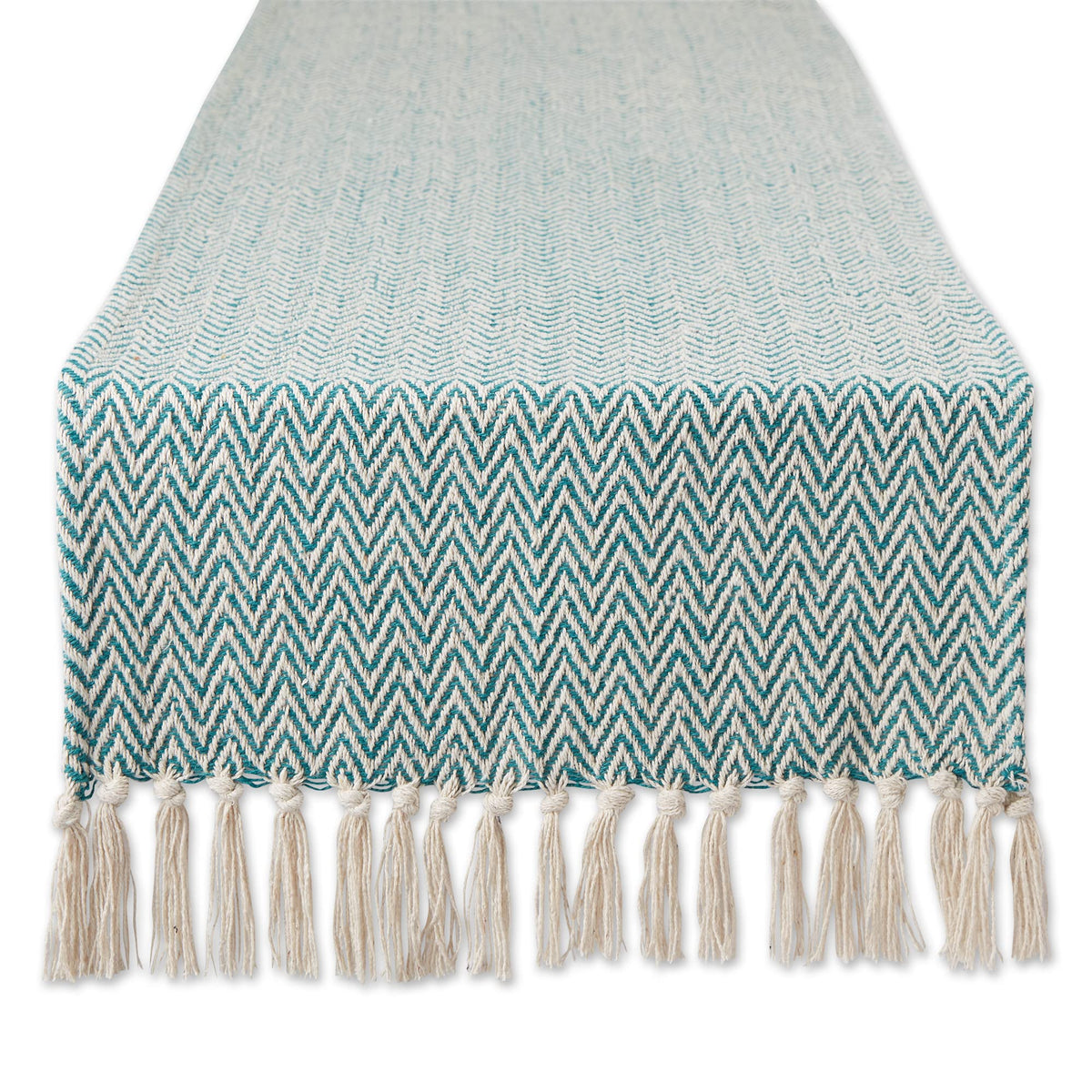 DII Woven Basic Tabletop Collection Chevron Table Runner, 15x72, Off-White