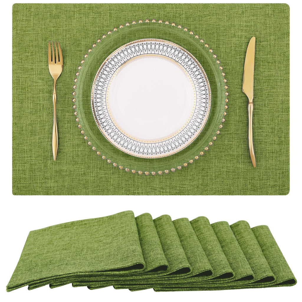 homing Faux Cotton Linen Placemats Set of 6, Cloth Dining Table Mats