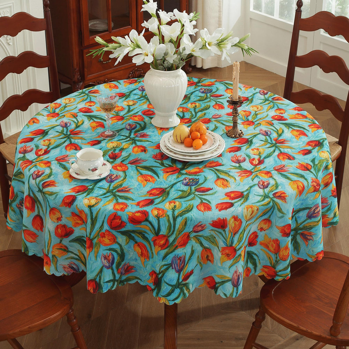 Rectangle Waterproof Tablecloth Linen Textured Table Cloth,Stain and Wrinkle Resistant Washable Fabric Table Cover for Dining, Party, Camping and Outdoor, 52 x 70 Inch, Green Leaves